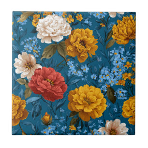 Ländliches, vintage-farbenfrohes florales Muster i Fliese