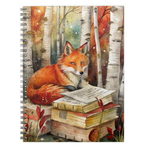 Ländliches Vintage-Fuchs-Bücher-Wald-Herbst Notizblock