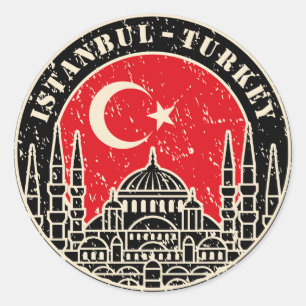 Ländliches Vintage Istanbul Türkei Stadt Runder Aufkleber