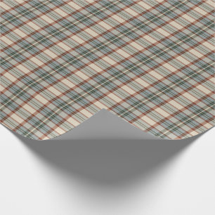 Ländliches Vintage-Karo Sagegrün-Rost-Creme-Tartan Geschenkpapier
