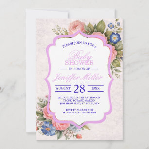 Ländliches, vintage-personalisiertes Blumenrosende Einladung