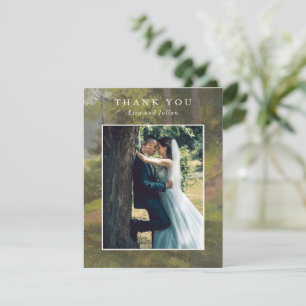 Ländliches Wald-Foto Elegante Hochzeit Dankeskarte