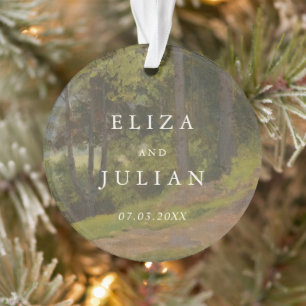 Ländliches Wald-Foto Elegante Hochzeit Ornament