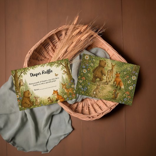 Ländliches Waldtier-Windel-Raffle Begleitkarte