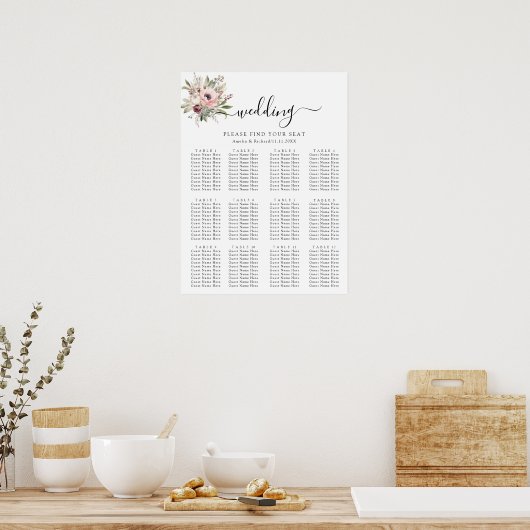 ländliches Wasserfarben-Blumenbouquet Poster (Küche)