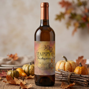 Ländliches Wasserfarben Herbst Thanksgiving Famili Weinetikett