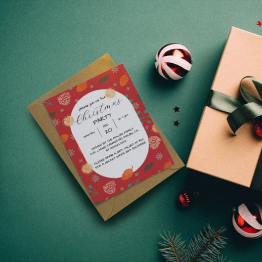 Ländliches Weihnachts-Naturmuster Einladung