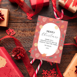 Ländliches Weihnachts-Naturmuster Postkarte