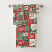 Ländliches Weihnachts-Patchworkmuster Badhandtuch Set (Insitu)
