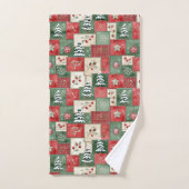 Ländliches Weihnachts-Patchworkmuster Badhandtuch Set (Handtuch)