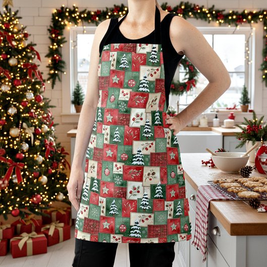 Ländliches Weihnachts-Patchworkmuster Schürze