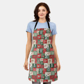 Ländliches Weihnachts-Patchworkmuster Schürze (Getragen)