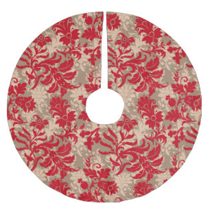 Ländliches Weihnachts-rot-braunes rustikales Blume Polyester Weihnachtsbaumdecke