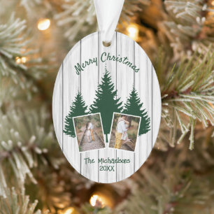 Ländliches Weihnachtsfoto aus dem Wald Ornament