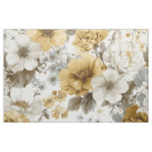 Ländliches Weiß Gelb Botanisches Vintage-Blumenmus