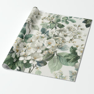 Ländliches Weiß Grün Botanisches Vintage Boho Flor Geschenkpapier
