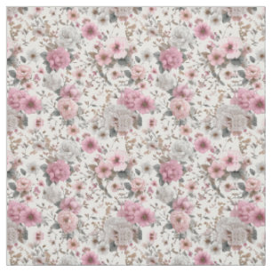 Ländliches Weiß Rosa Botanisches Pastell Vintage B Stoff