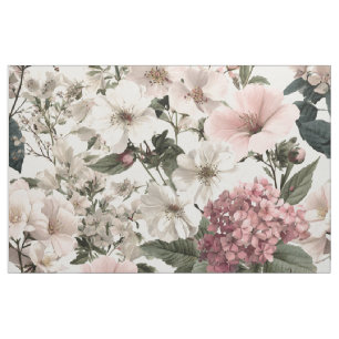 Ländliches Weiß Rosa Botanisches Pastell Vintage B Stoff