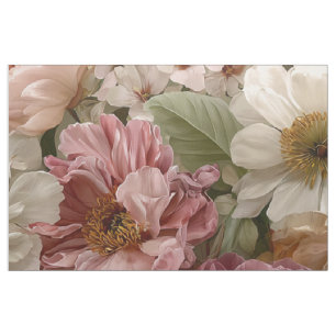 Ländliches Weiß Rosa Botanisches Pastell Vintage B Stoff