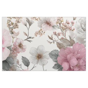 Ländliches Weiß Rosa Botanisches Pastell Vintage B Stoff