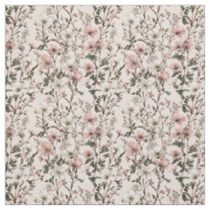 Ländliches Weiß Rosa Botanisches Pastell Vintage B Stoff