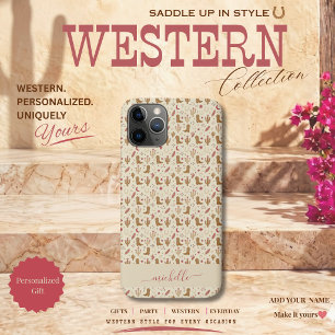 Ländliches Western Handgezeichnetes Muster mit Sch Case-Mate iPhone Hülle