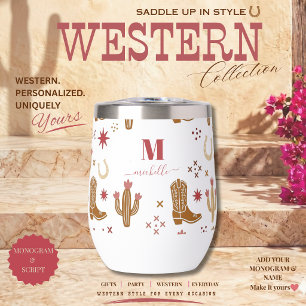 Ländliches Western Handgezeichnetes Muster Monogra