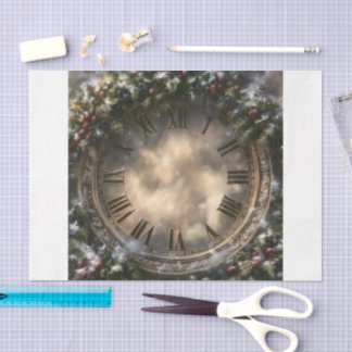 Ländliches Winterlaub-Uhrzifferblatt Seidenpapier