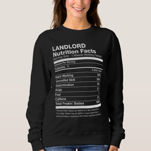 Landlord Nutrition Facts Sweatshirt (Vorderseite)