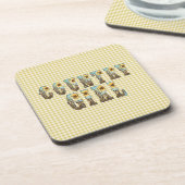 Landmädchen Typografie Getränkeuntersetzer (Linke Seite)