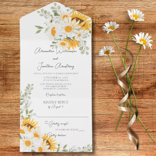 Landmargendisteln und Sonnenblumen All In One Einladung