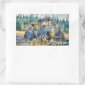 Landmaschinen, Traktoren, Rücken, Landfahrzeug Rechteckiger Aufkleber (Tasche)