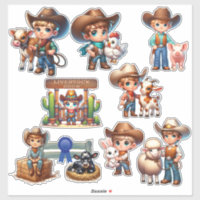 Landmesse Viehzucht kleine Cowboy-Aufkleber anzeig