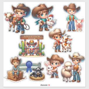 Landmesse Viehzucht kleine Cowboy-Aufkleber anzeig Aufkleber