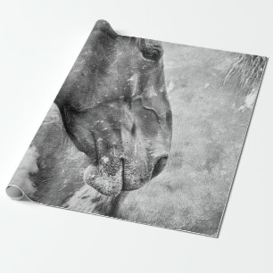 Landpferd Rustikales Schwarz-Weiß-Decoupage Geschenkpapier