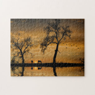 Landpferde im Südwesten des Sonnenuntergangs Puzzle