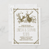 Landrustikale Hirsche Save the Date Postkarten (Vorne/Hinten)