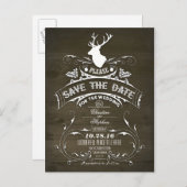 Landrustikales Hirsch Save the Date Postkarte (Vorne/Hinten)