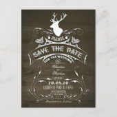 Landrustikales Hirsch Save the Date Postkarte (Vorderseite)