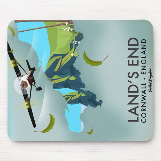 Land's End Cornwall Reisekartenposter Mousepad (Vorne)