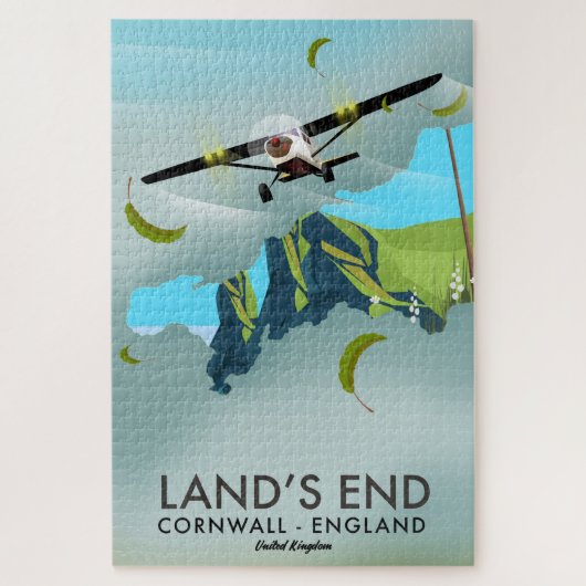Land's End Cornwall Reisekartenposter Puzzle (Vertikal)