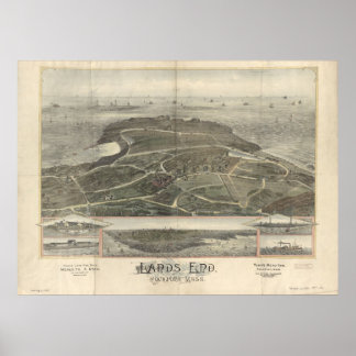 Lands End Rockport MA Birdseye Panorama Karte 1880 Poster