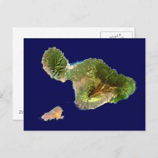 Landsat Satellitenbild von Maui aus dem Weltraum Postkarte (Vorne/Hinten)