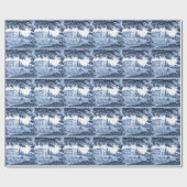 Landscape Blue Viktorianisch Zuhause Geschenkpapier (Flach)