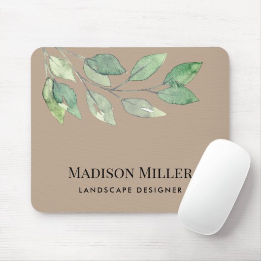 Landscape Designer Watercolor Greenery  Mousepad (Mit Mouse)