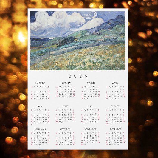 Landscape France Vincent Van Gogh 2026 Calendar Magnetkarte