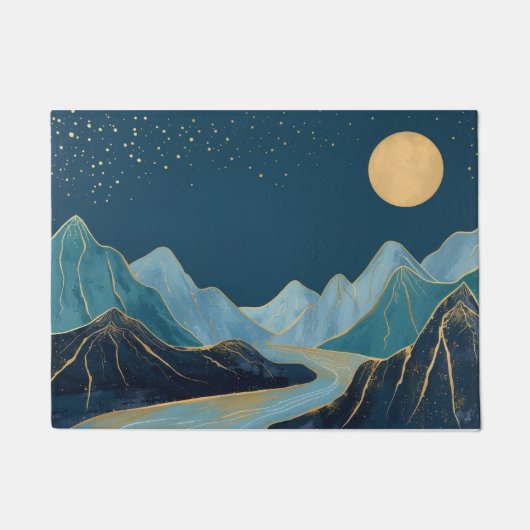 landscape Golden Peaks Under a Night Sky Doormat Fußmatte (Vorderseite)