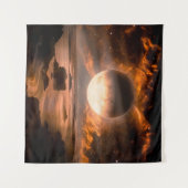Landscape in fantasy alien planet with flaming moo wandteppich (Vorderseite (Horizontal))