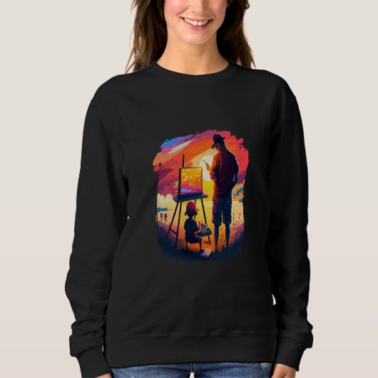 Landscape Painting Collector Painter Dad In Sunset Sweatshirt (Vorderseite)