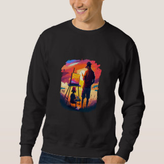 Landscape Painting Collector Painter Dad In Sunset Sweatshirt